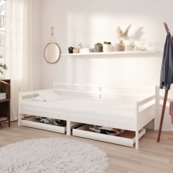 vidaXL Tagesbett mit Schubladen 90x200 cm Weiß Massivholz Kiefer