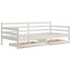 vidaXL Tagesbett mit Schubladen 90x200 cm Weiß Massivholz Kiefer