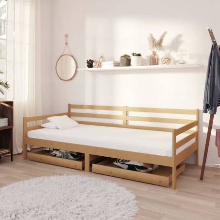 vidaXL Tagesbett mit Schubladen 90x200 cm Honigbraun Massivholz Kiefer
