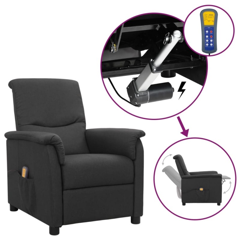 vidaXL Massagesessel mit Aufstehhilfe Dunkelgrau Stoff vidaXL Massagesessel mit Aufstehhilfe Dunkelgrau Stoff