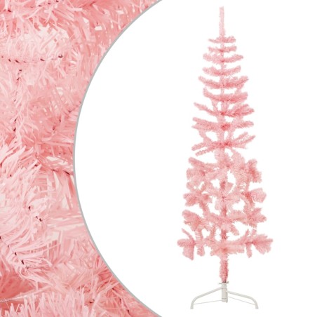 vidaXL Künstlicher Halb-Weihnachtsbaum mit Ständer Schlank Rosa 180 cm