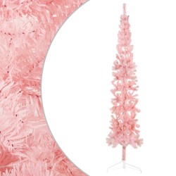 vidaXL Künstlicher Halb-Weihnachtsbaum mit Ständer Schlank Rosa 240 cm
