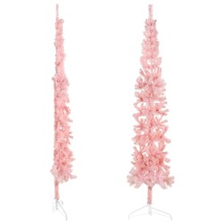 vidaXL Künstlicher Halb-Weihnachtsbaum mit Ständer Schlank Rosa 240 cm