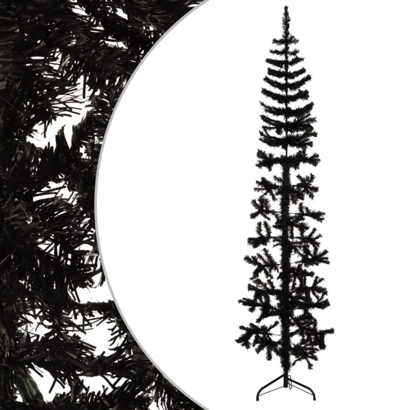 vidaXL Künstlicher Halb-Weihnachtsbaum Ständer Schlank Schwarz 240 cm vidaXL Künstlicher Halb-Weihnachtsbaum Ständer Schlank Schwarz 240 cm