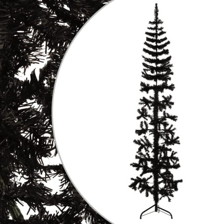 vidaXL Künstlicher Halb-Weihnachtsbaum Ständer Schlank Schwarz 240 cm