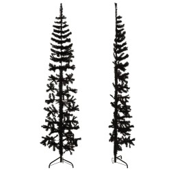 vidaXL Künstlicher Halb-Weihnachtsbaum Ständer Schlank Schwarz 240 cm
