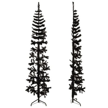 vidaXL Künstlicher Halb-Weihnachtsbaum Ständer Schlank Schwarz 240 cm