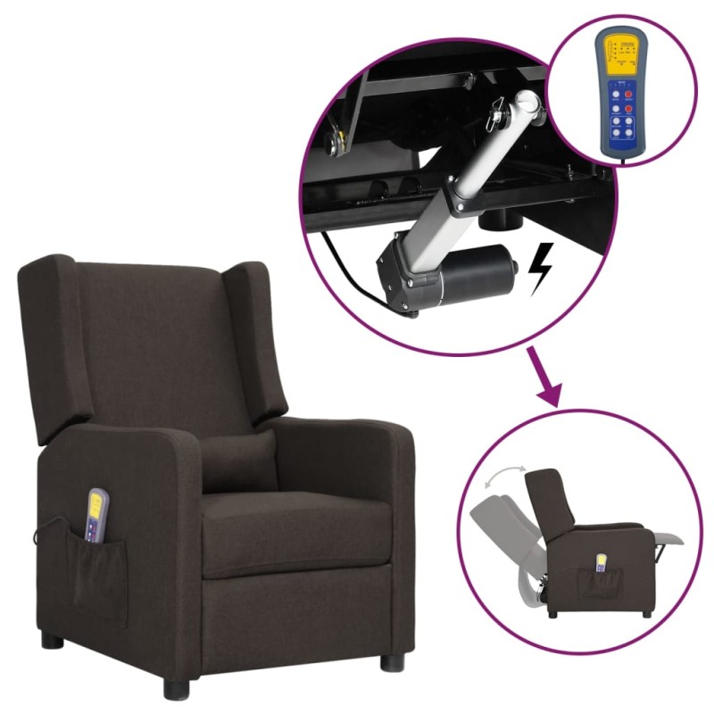 vidaXL Massagesessel mit Aufstehhilfe Taupe Stoff vidaXL Massagesessel mit Aufstehhilfe Taupe Stoff