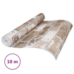 vidaXL Tapete 3D Ziegelmuster Braun