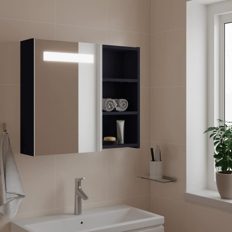 vidaXL Spiegelschrank mit LED-Beleuchtung Grau 60x13x52 cm vidaXL Spiegelschrank mit LED-Beleuchtung Grau 60x13x52 cm