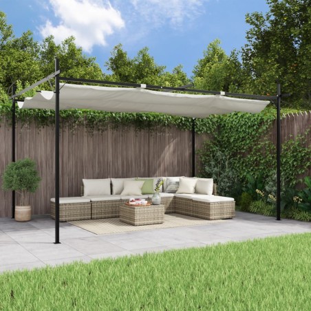 vidaXL Pergola mit Schiebedach Creme 395x292x230 cm