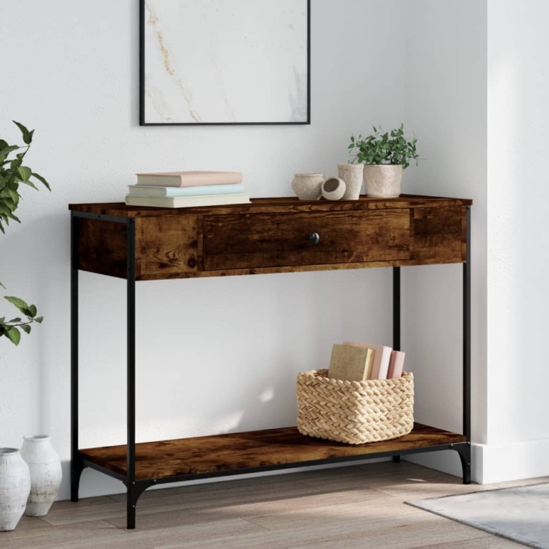 vidaXL Konsolentisch Räuchereiche 100x34,5x75 cm Holzwerkstoff vidaXL Konsolentisch Räuchereiche 100x34,5x75 cm Holzwerkstoff