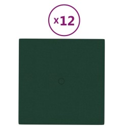 vidaXL Wandpaneele 12 Stk. Dunkelgrün 30x30 cm Stoff 1,08 m²
