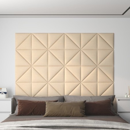 vidaXL Wandpaneele 12 Stk. Creme 30x30 cm Stoff 0,54 m²