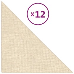 vidaXL Wandpaneele 12 Stk. Creme 30x30 cm Stoff 0,54 m²