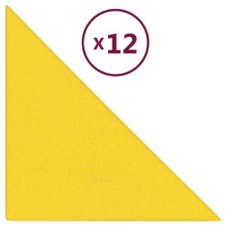 vidaXL Wandpaneele 12 Stk. Hellgelb 30x30 cm Stoff 0,54 m²