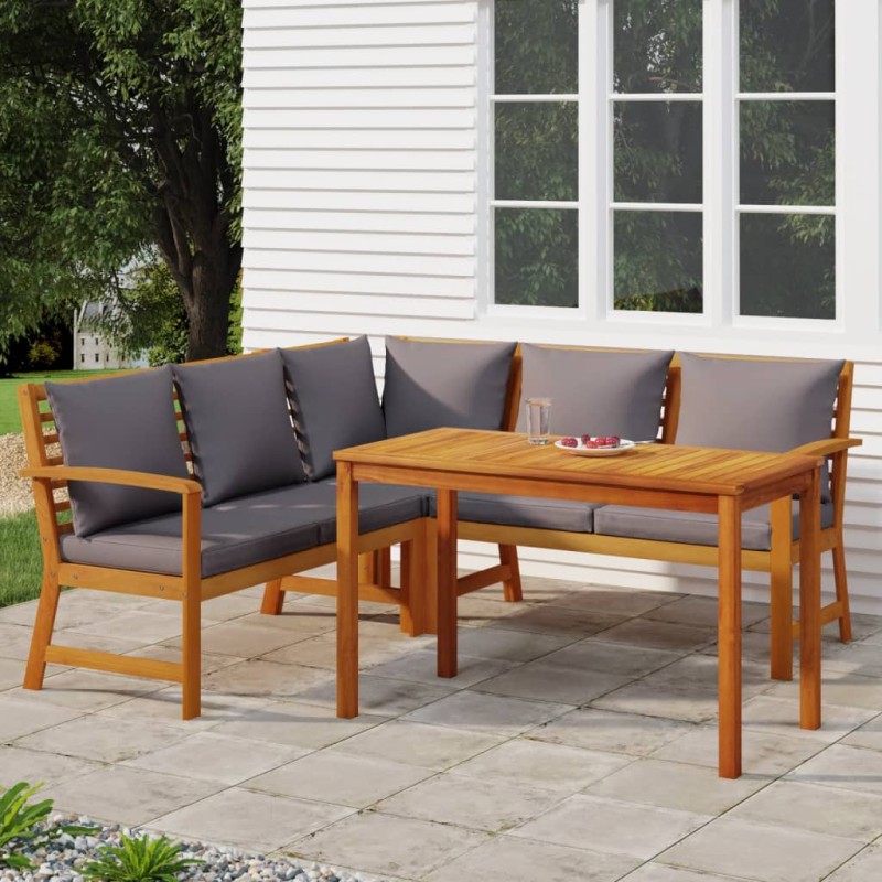 vidaXL 4-tlg. Garten-Essgruppe mit Kissen Massivholz Akazie vidaXL 4-tlg. Garten-Essgruppe mit Kissen Massivholz Akazie