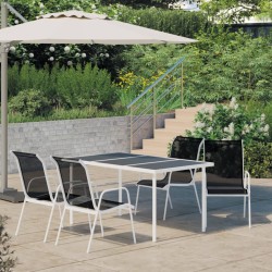 vidaXL 5-tlg. Garten-Essgruppe Stahl Schwarz