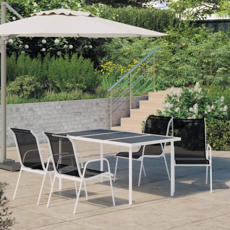 vidaXL 5-tlg. Garten-Essgruppe Stahl Schwarz vidaXL 5-tlg. Garten-Essgruppe Stahl Schwarz