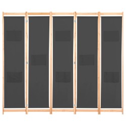 vidaXL 5-teiliger Raumteiler Grau 200 x 170 x 4 cm Stoff