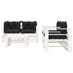 5-tlg. Garten-Lounge-Set Paletten mit Kissen in Anthrazit Holz