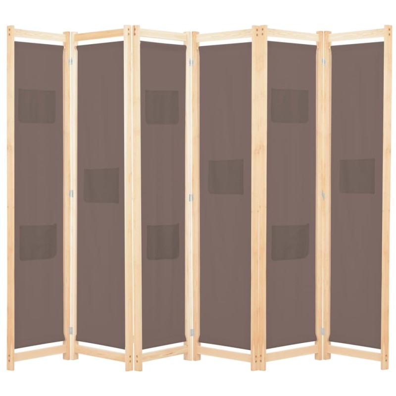 vidaXL 6-teiliger Raumteiler Braun 240 x 170 x 4 cm Stoff vidaXL 6-teiliger Raumteiler Braun 240 x 170 x 4 cm Stoff