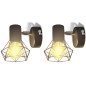 Wandleuchten 2 Stk. LED-Glühlampe Industrie-Stil Drahtschirm Schwarz Wandleuchten 2 Stk. LED-Glühlampe Industrie-Stil Drahtschirm Schwarz