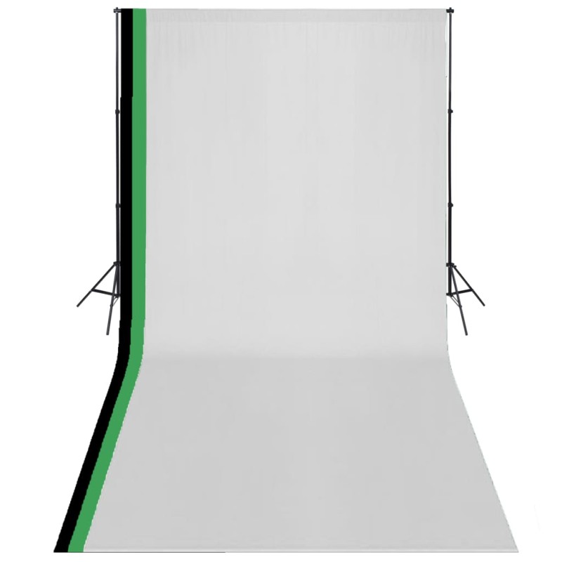 vidaXL Fotostudio Set 3 Baumwolle-Hintergründe Rahmen verstellbar 3x6m vidaXL Fotostudio Set 3 Baumwolle-Hintergründe Rahmen verstellbar 3x6m