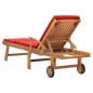 vidaXL Sonnenliege mit Auflage Massivholz Teak Rot vidaXL Sonnenliege mit Auflage Massivholz Teak Rot