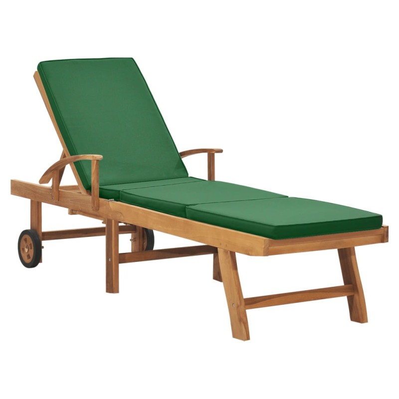 vidaXL Sonnenliege mit Auflage Massivholz Teak Grün vidaXL Sonnenliege mit Auflage Massivholz Teak Grün