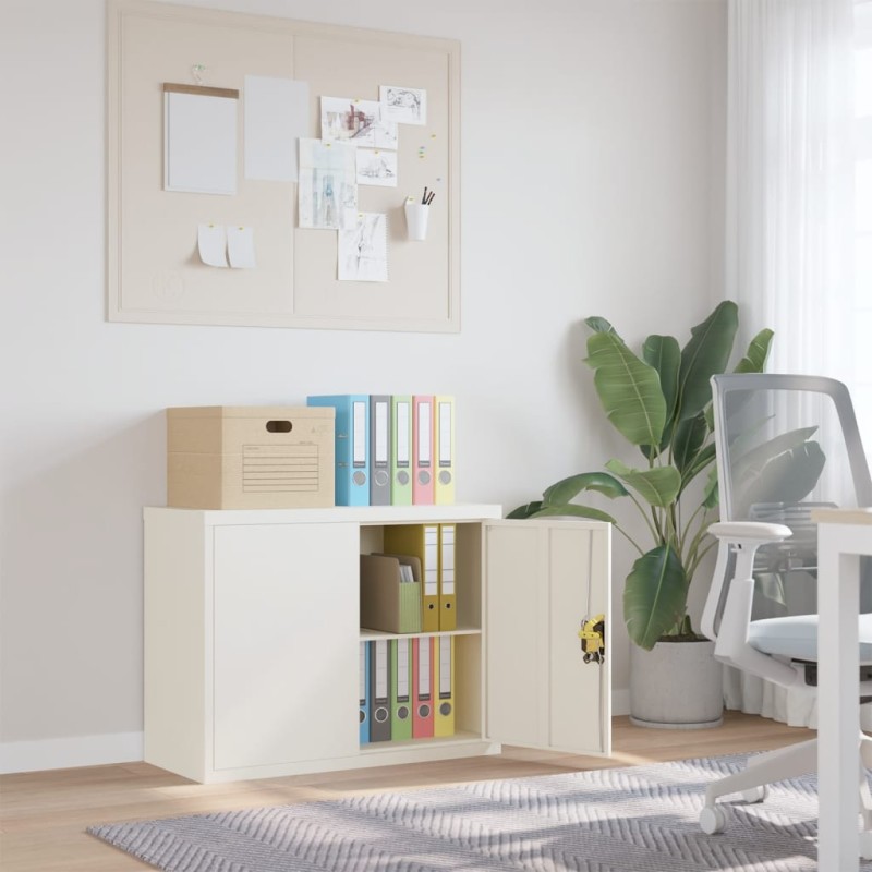 vidaXL Aktenschrank Weiß 90x40x70 cm Stahl vidaXL Aktenschrank Weiß 90x40x70 cm Stahl
