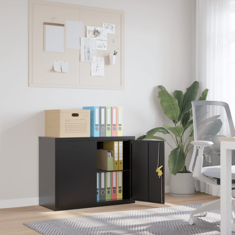 vidaXL Aktenschrank Schwarz 90x40x70 cm Stahl vidaXL Aktenschrank Schwarz 90x40x70 cm Stahl