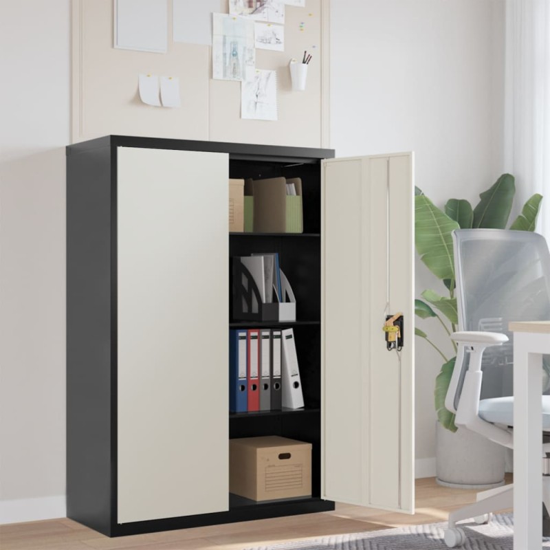 vidaXL Aktenschrank Anthrazit und Weiß 90x40x140 cm Stahl vidaXL Aktenschrank Anthrazit und Weiß 90x40x140 cm Stahl