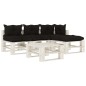 5-tlg. Garten-Lounge-Set Paletten mit Kissen in Schwarz Holz 5-tlg. Garten-Lounge-Set Paletten mit Kissen in Schwarz Holz