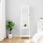 vidaXL Schmuckschrank mit Spiegel & LED-Beleuchtung Freistehend Weiß vidaXL Schmuckschrank mit Spiegel & LED-Beleuchtung Freistehend Weiß