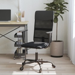 vidaXL Bürostuhl Höhenverstellbar Schwarz Netzstoff und Kunstleder
