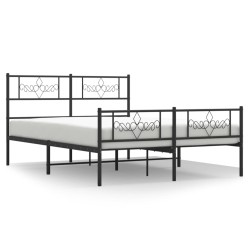 vidaXL Bettgestell mit Kopf- und Fußteil Metall Schwarz 140x200 cm