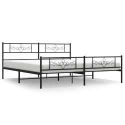 vidaXL Bettgestell mit Kopf- und Fußteil Metall Schwarz 200x200 cm