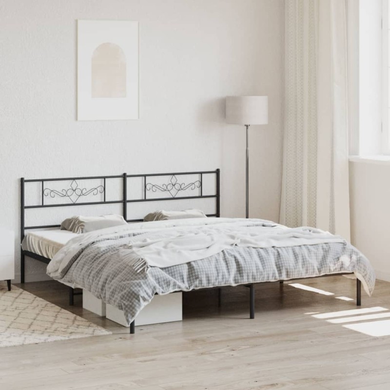 vidaXL Bettgestell mit Kopfteil Metall Schwarz 193x203 cm vidaXL Bettgestell mit Kopfteil Metall Schwarz 193x203 cm