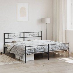 vidaXL Bettgestell mit Kopf- und Fußteil Metall Schwarz 183x213 cm