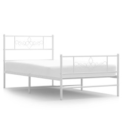 vidaXL Bettgestell mit Kopf- und Fußteil Metall Weiß 100x200 cm
