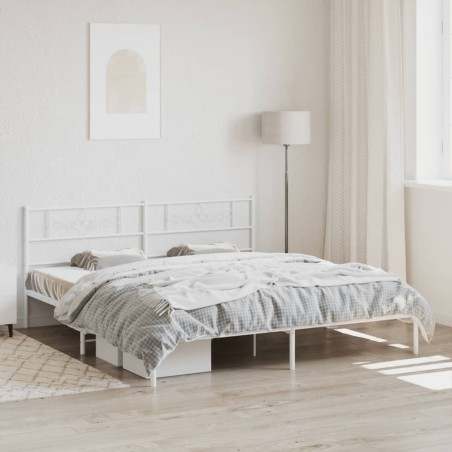 vidaXL Bettgestell mit Kopfteil Metall Weiß 193x203 cm