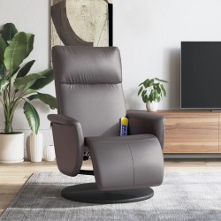 vidaXL Massagesessel mit Fußteil Grau Kunstleder