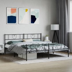 vidaXL Bettgestell mit Kopf- und Fußteil Metall Schwarz 180x200 cm