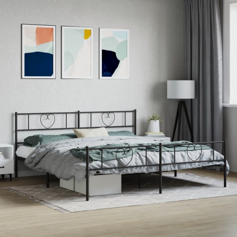 vidaXL Bettgestell mit Kopf- und Fußteil Metall Schwarz 180x200 cm vidaXL Bettgestell mit Kopf- und Fußteil Metall Schwarz 180x200 cm