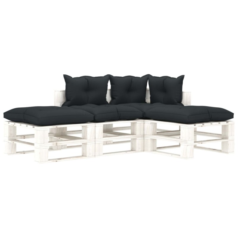 vidaXL 4-tlg. Garten-Lounge-Set Paletten mit Kissen in Anthrazit Holz vidaXL 4-tlg. Garten-Lounge-Set Paletten mit Kissen in Anthrazit Holz