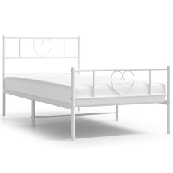 vidaXL Bettgestell mit Kopf- und Fußteil Metall Weiß 80x200 cm