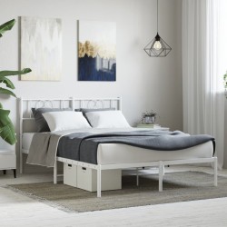 vidaXL Bettgestell mit Kopfteil Metall Weiß 150x200 cm