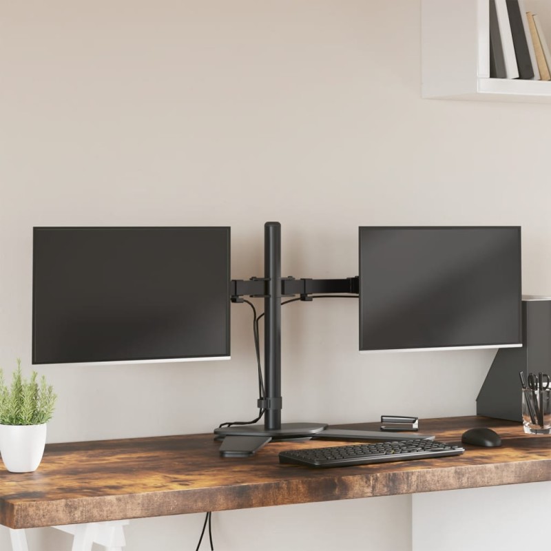 vidaXL Tischhalterung für 2 Monitore Schwarz Stahl VESA 75/100 mm vidaXL Tischhalterung für 2 Monitore Schwarz Stahl VESA 75/100 mm