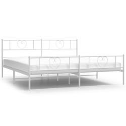 vidaXL Bettgestell mit Kopf- und Fußteil Metall Weiß 200x200 cm